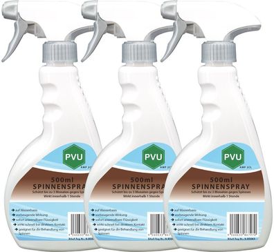 PVU 3x500ml Anti Spinnen Spray Mittel Abwehr Gift Insekten Bekämpfen Abwehr frei