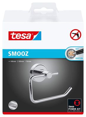 Tesa Smooz WC-Rollenhalter (NICHT BOHREN, verchromt, inkl. Klebelösung, hohe Halte...