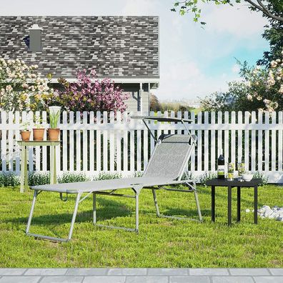 Hansiro Sonnenliege Gartenliege 65 x 200 x 48 cm bis 150 kg belastbar Grau
