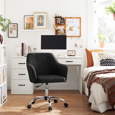 Hansiro Bürostuhl Schreibtischstuhl aus Leinenimitat bis 120 kg belastbar Schwarz