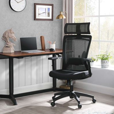Hansiro Bürostuhl Schreibtischstuhl mit Kleiderbügel bis 120 kg belastbar Schwarz