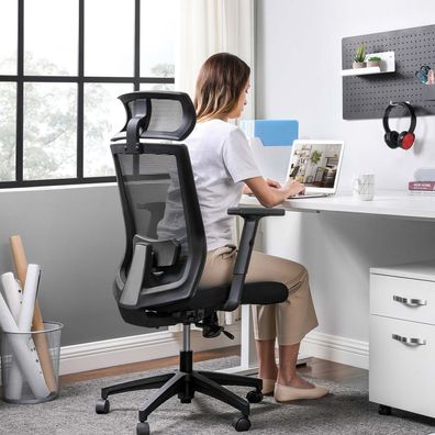 Hansiro Bürostuhl Schreibtischstuhl mit Netzbespannung bis 120 kg belastbar Grau