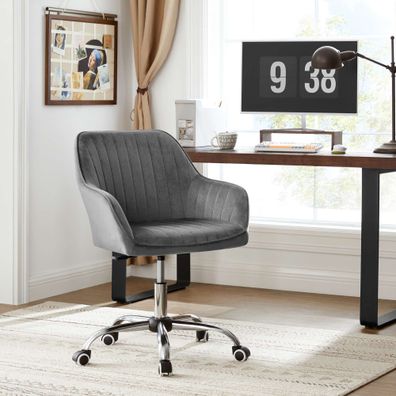 Hansiro Bürostuhl Schreibtischstuhl mit Samtbezug bis 120 kg belastbar Grau