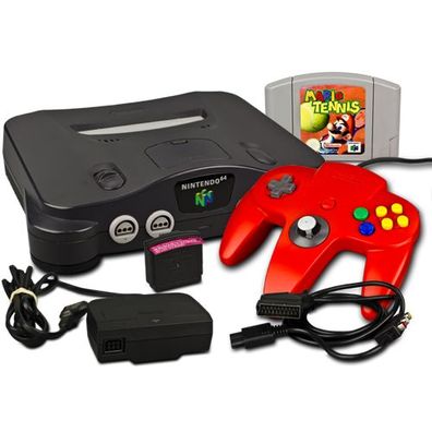 Nintendo 64 - N64 Konsole + Controller + ALLE KABEL + JUMPER PAK + MARIO TENNIS