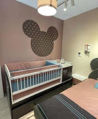 Babybett mit Wickeltisch Regal Kinder Säugling Betten Holz Bett Multifunktion