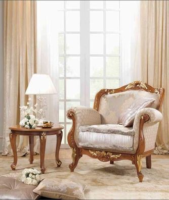 Textil Sessel 1 Sitzer Sofa Polster Sofas Design Luxus Klassische Barock Rokoko