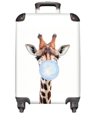 Koffer Handgepäck Trolley Rollkoffer - Giraffe - Kaugummi - Blau - Kinder