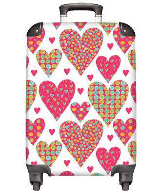 Rollkoffer - Koffer mit 4 Rollen - Koffer - Handgepäck - Trolley - Herzen - Mädchen