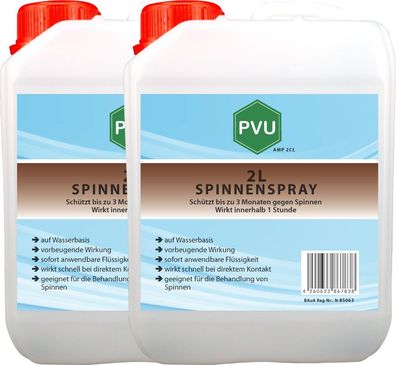 PVU 2x2 L Anti Spinnen Spray Mittel Abwehr Gift Insekten Bekämpfen Abwehr frei