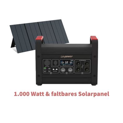 LK-Power MARS I 1000W tragbare Powerstation Stromspeicher mit Solarpanel
