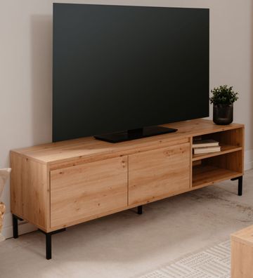 TV Lowboard Fernseher Unterschrank Eiche Artisan Board Flat-TV Stauraum Korsika