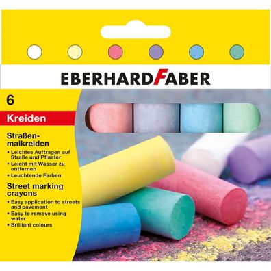Eberhard Faber 526506 - Straßenmalkreiden in 6 leuchtenden Farben, im Kartonetui, ...