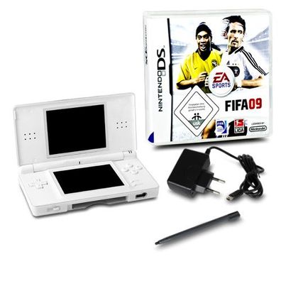 Nintendo DS Lite Handheld Konsole weiss #71A + Ladekabel + Spiel Fifa 09 / 2009