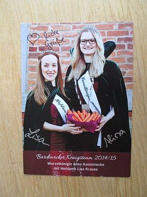 Wurzelkönigin 2014/2015 Alina Kasteinecke & Hofdame Lisa Krause - hands. Autogramme!!