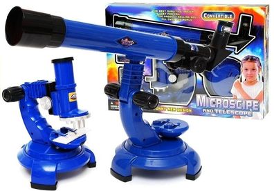 Teleskop & Mikroskop 2in1 Blau – Lernset