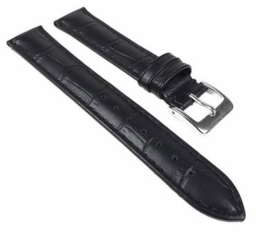 Alligator Prägung Ersatzband Uhrenarmband Kalbsleder Band schwarz 22255S