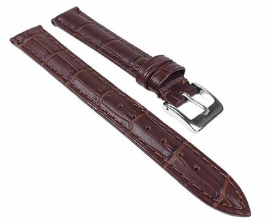 Alligator Prägung Ersatzband Uhrenarmband Kalbsleder Band Dunkelbraun 22965S