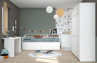 Kinderzimmer komplett Set Bett 90x200 Kleiderschrank Kommode Schreibtisch Sleep