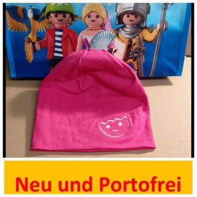 Playmobil Wintermütze Beanie Strickmütze, warme Feinstrick Mütze mit Schal Rosa