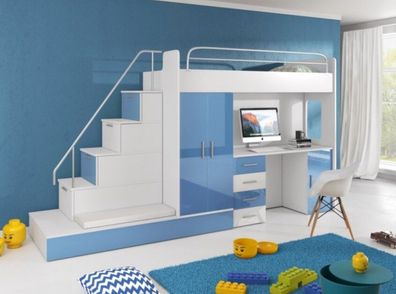 Hochbetten Etagenbett Blau Kinderzimmer Betten Etagen Blau Bett Neu Hochbett