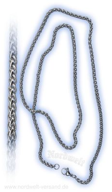 Zopfkette, Halskette, 60 cm Kette aus Edelstahl