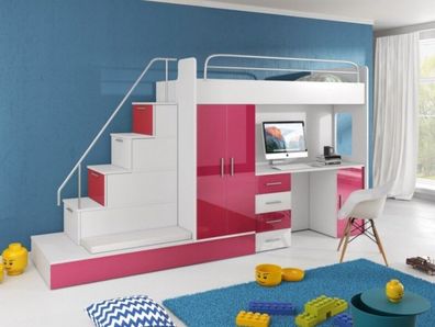 Hochbetten Etagenbett Hochbett Blau Kinderzimmer Betten Etagen Rosa Bett Neu