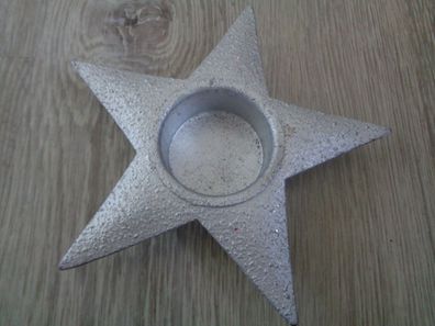 Kerzenständer Stern silber Metall für Teelicht