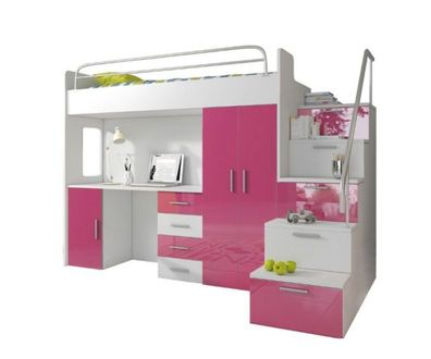 Doppelstockbett Rosa Tisch Schrank Multifunktion Etagen Hochbett Kinderzimmer