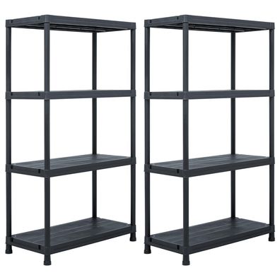 vidaXL Lagerregale 2 Stk. Schwarz 60 x 30 x 138 cm Kunststoff