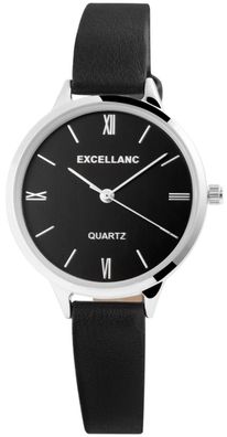 Excellanc 1900165-001 Damenuhr mit Band aus Kunstleder in schwarz