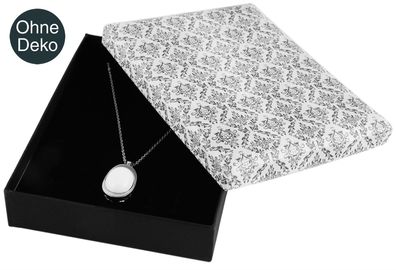 Schmuckbox 6300012-002 schwarz weißer Deckel mit Ornamentdruck 13 x 17 x 3,5 cm