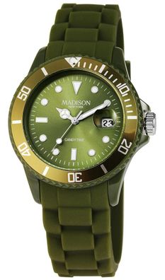 Madison U4167-18-4 New York Candy Time Armbanduhr mit Silikonband in grün
