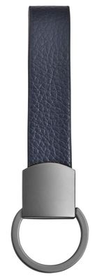 Akzent 5090015-003 Edelstahl-Schlüsselanhänger in anthrazit mit Echtlederband in blau