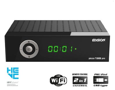 Edision Picco T265 pro DVB-T2/ C terrestrischer + Kabel-Receiver