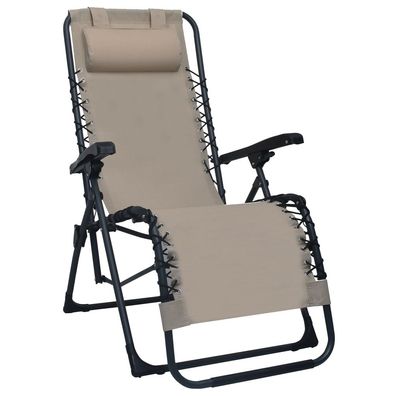 vidaXL Klappbarer Liegestuhl Taupe Textilene