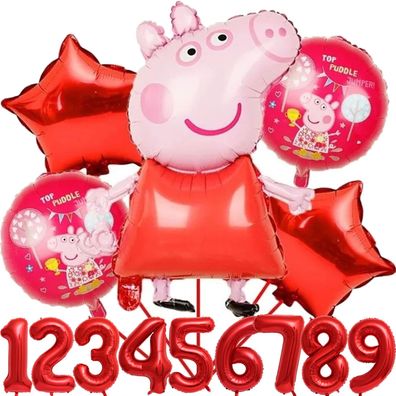 PEPPA PIG Kindergeburtstag + ZAHLEN - Luftballons Deko Kinder Party Folienballon Wutz