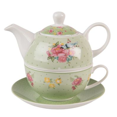 Tea vor one beige rosa Clayre&Eef 16cm 460ml Geschenkidee Blumen Landhausstil Chbtefo