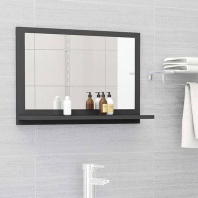 vidaXL Badspiegel Grau 60x10,5x37 cm Holzwerkstoff
