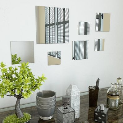 vidaXL 7-teiliges Wandspiegelset Quadratisch Glas