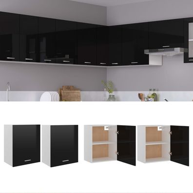 vidaXL Hängeschränke 2 Stk. Hochglanz-Schwarz 50x31x60cm Holzwerkstoff