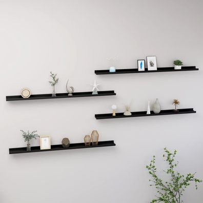 vidaXL Wandregale 4 Stk. Schwarz 115x9x3 cm