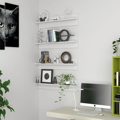 vidaXL Wandregale 4 Stk. Weiß 80x11,5x18 cm Holzwerkstoff