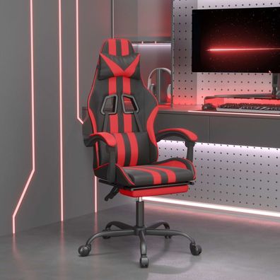 vidaXL Gaming-Stuhl mit Fußstütze Schwarz und Rot Kunstleder