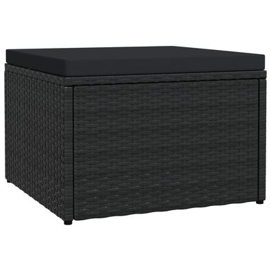 vidaXL Outdoor-Fußhocker mit Kissen Schwarz Polyrattan