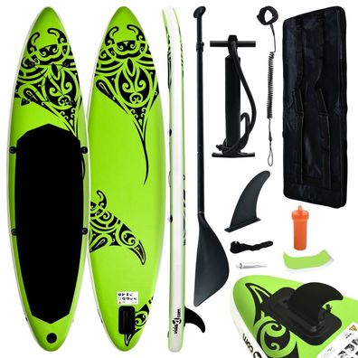 vidaXL Aufblasbares Stand Up Paddle Board Set 320x76x15 cm Grün