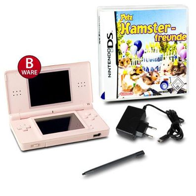 DS Lite Handheld Konsole rosa #74B + Ladekabel + Spiel Petz Hamsterfreunde