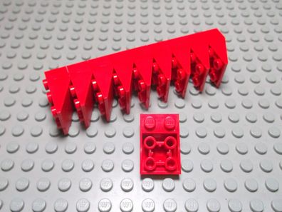 Lego 10 Schrägsteine 33 Grad Negativ 2x3 mit Steg Rot Nummer 3747b