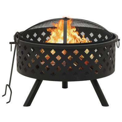 vidaXL Feuerstelle mit Schürhaken 68 cm XXL Stahl
