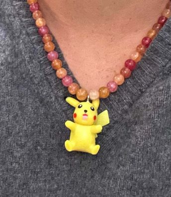 Pokemon Pikachu Kette mit Glasperlen - Handgemachte Pokemon Halskette