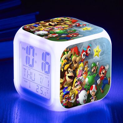 Super Mario Party (Nintendo) Digitaluhr / Wecker - Licht + Temperatur + Datum